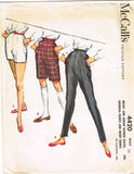 1950s Vintage McCalls Sewing Pattern 4420 Misses Tapered Slacks or Shorts Sz 25W