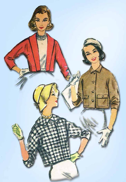 1950s Vintage McCalls Sewing Pattern 4459 Misses Kimono Jacket Set Size 14 34B