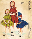 1950s Vintage Helen Lee Girls Dress 1958 McCalls Sewing Pattern 4465 Size 6 24B