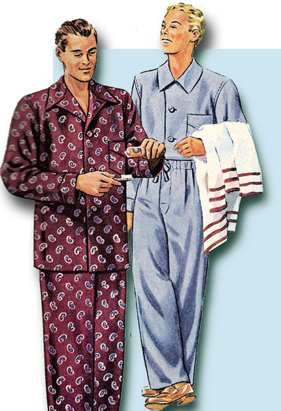 1940s Vintage McCall Sewing Pattern 4476 Uncut Men's Pajamas Size 38 40 Chest