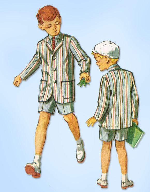 1950s Vintage McCall's Sewing Pattern 4502 Toddler Boys Blazer Suit Size 4