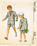 1950s Vintage McCall's Sewing Pattern 4502 Little Boys Shorts & Blazer Suit Sz 8