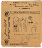 1910s Vintage McCall Sewing Pattern 4544 Uncut Little Girls Victorian Coat Sz 8