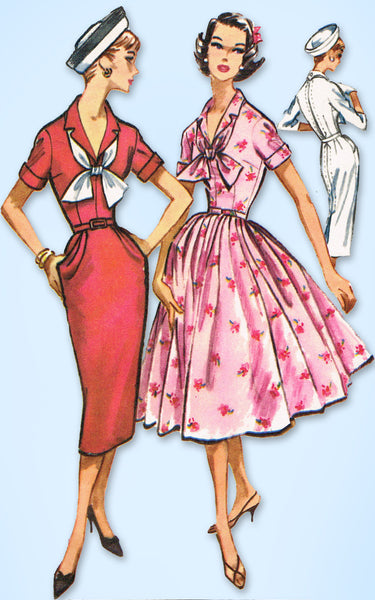 1950s Vintage McCall's Sewing Pattern 4550 Misses Dress Thin Full Skirt Sz 36B