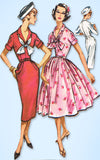 1950s Vintage McCall's Sewing Pattern 4550 Misses Dress Thin Full Skirt Sz 36B