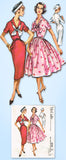 1950s Vintage McCall's Sewing Pattern 4550 Misses Dress Thin Full Skirt Sz 36B