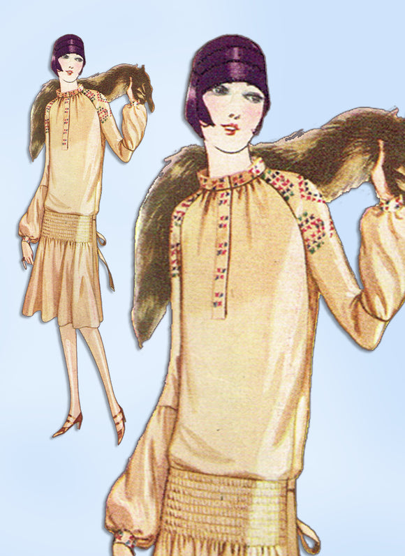 1920s Original Vintage McCall Sewing Pattern 4559 Uncut Shirred Flapper Dress 34B -Vintage4me2