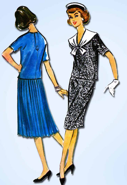 1950s Vintage McCalls Sewing Pattern 4631 Misses 2 Pc Sailor Dress Size 10 30B - Vintage4me2