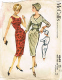 1950s Vintage Misses Cocktail Dress Uncut 1958 McCalls Sewing Pattern 4649 Sz 14