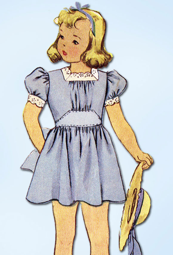 1940s Vintage McCall Sewing Pattern 4672 Toddler Girls Dress and Panties Size 6 - Vintage4me2