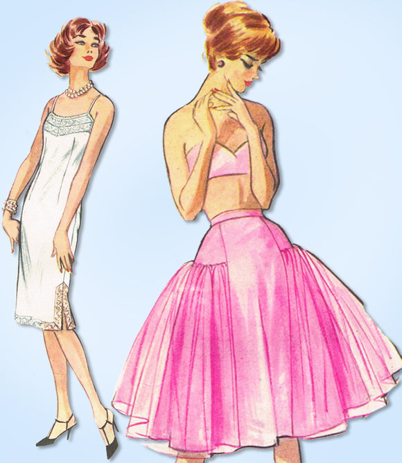 1950s Original Vintage McCalls Pattern 4676 Misses Trapeze Petticoat & Slip 34 B