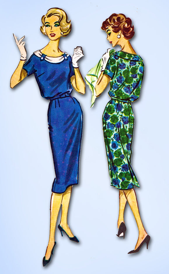 1950s Vintage McCalls Sewing Pattern 4707 Easy Misses Street Dress Size 12 32B