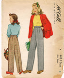 1940s Vintage McCall Sewing Pattern 4816 WWII Little Girls Slacks or Trousers 8