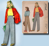 1940s Vintage McCall Sewing Pattern 4816 WWII Little Girls Slacks or Trousers 8