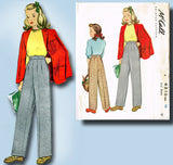 1940s Vintage McCall Sewing Pattern 4816 WWII Little Girls Slacks or Trousers 10