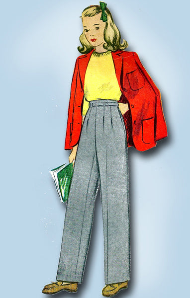 1940s Vintage McCall Sewing Pattern 4816 WWII Little Girls Slacks or Trousers 10