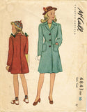 McCall 4843: 1940s Uncut Little Girls WWII Coat Sz 10 Vintage Sewing Pattern