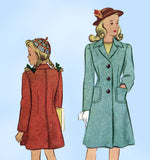 McCall 4843: 1940s Uncut Little Girls WWII Coat Sz 10 Vintage Sewing Pattern