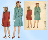McCall 4843: 1940s Uncut Little Girls WWII Coat Sz 10 Vintage Sewing Pattern