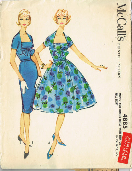 1950s Original Vintage McCall Pattern 4885 Uncut Minikin Display Doll Dress RARE