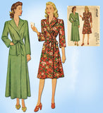 1940s Vintage McCall Sewing Pattern 4899 Misses WWII Housecoat or Robe Sz 36 B