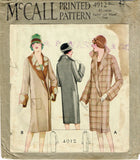 McCall 4912: 1920s Plus Size Womens Flapper Coat Sz 42 B Vintage Sewing Pattern