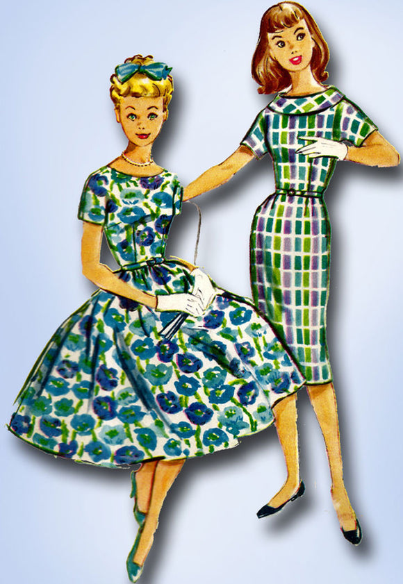 1950s Vintage McCalls Sewing Pattern 4931 Little Girls Easy Dress Size 8s 28B