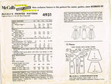 1950s Vintage McCalls Sewing Pattern 4931 Little Girls Easy Dress Size 8s 28B