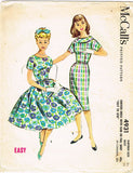 1950s Vintage McCalls Sewing Pattern 4931 Little Girls Easy Dress Size 8s 28B