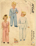 1940s Vintage McCall Sewing Pattern 4949 WWII Toddler Boys & Girls Pajamas Sz 2 - Vintage4me2