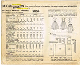 McCalls 5004: 1950s Misses Skirt & Bodice Size 32 Bust Vintage Sewing Pattern
