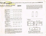 1950s Vintage McCalls Sewing Pattern 5014 Misses' Instant Pencil Skirt Sz 30 W