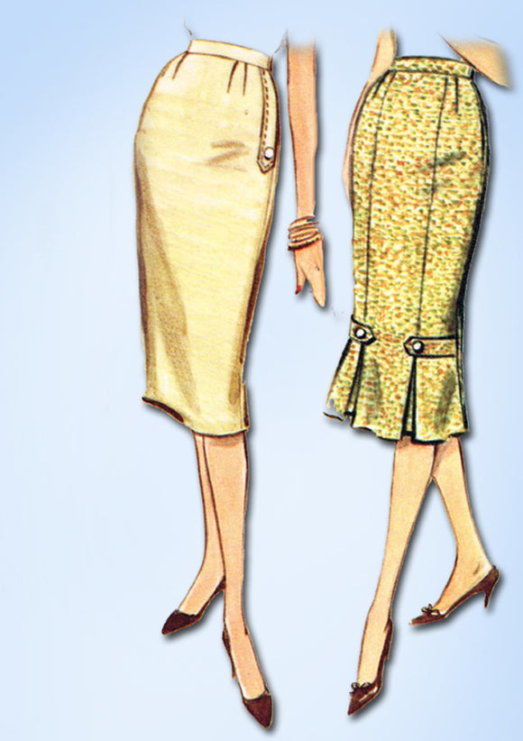 1950s Vintage McCalls Sewing Pattern 5014 Misses' Instant Pencil Skirt Sz 30 W