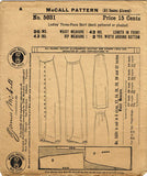 1910s Vintage Misses Victorian Skirt ORIG Uncut McCall Sewing Pattern 5031 26W - Vintage4me2