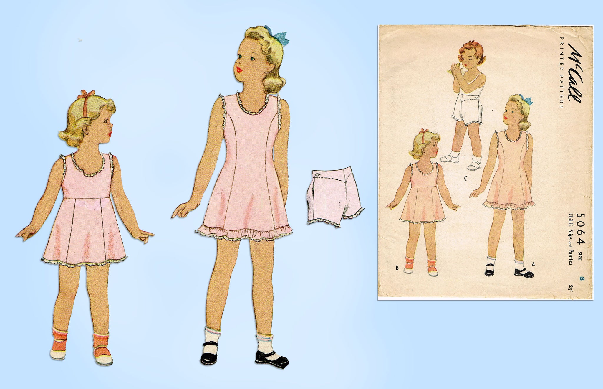 McCall 5064: 1940s Uncut WWII Girls Slip & Panties Sz 8 Vintage Sewing –  Vintage4me2