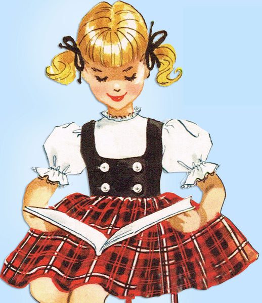 1950s Vintage McCalls Sewing Pattern 5084 Cute Toddler Girls Dress & Weskit Sz 2 - Vintage4me2