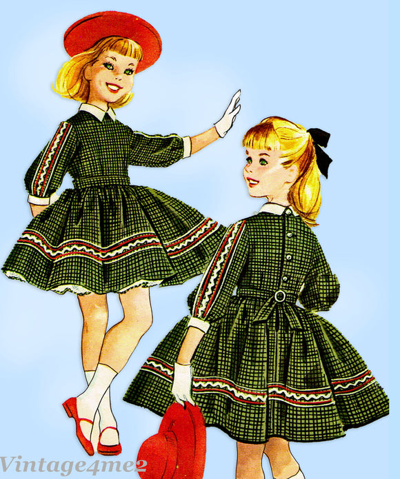 1950s Vintage McCalls Sewing Pattern 5087 Cute Helen Lee Girls Dress