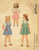 1940s Original Vintage McCall Pattern 5130 Toddler Girls Jumper & Blouse Sz 6