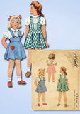 1940s Original Vintage McCall Pattern 5130 Toddler Girls Jumper & Blouse Sz 6