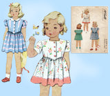 1940s Vintage McCall Sewing Pattern 5139 WWII Tiny Toddler Girls Dress Size 2