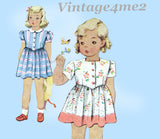 1940s Vintage McCall Sewing Pattern 5139 WWII Tiny Toddler Girls Dress Size 2