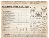 1940s Vintage McCall Sewing Pattern 5139 WWII Tiny Toddler Girls Dress Size 2