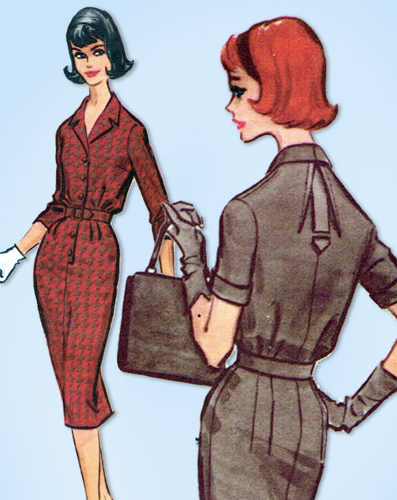 1950s Original Vintage McCall Pattern 5168 Misses Slender Shirtwaist Dress 34 B