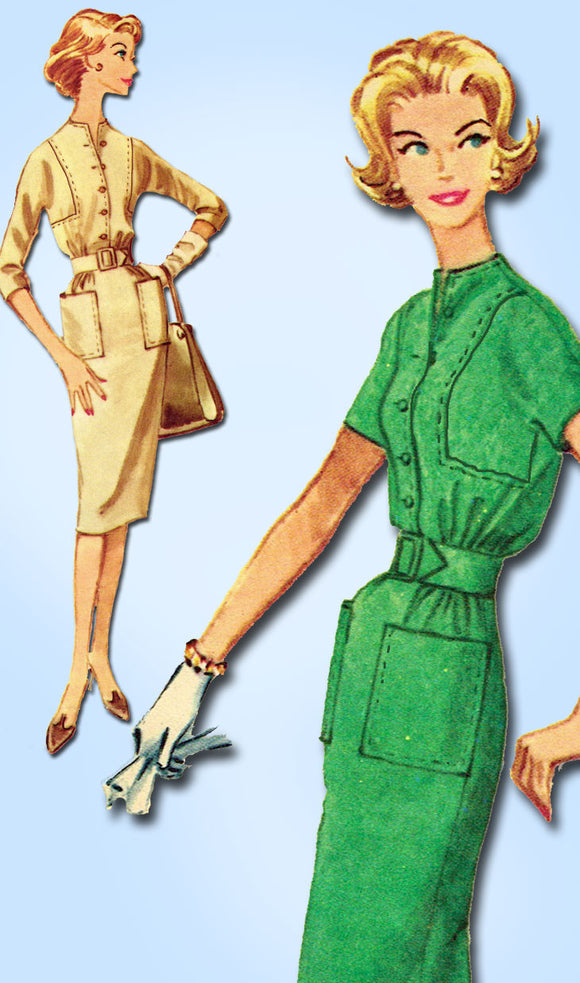 1950s Vintage McCalls Sewing Pattern 5213 Women's Slender Day Dress Size 14 34B -Vintage4me2