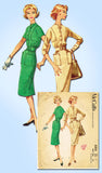 1950s Vintage McCalls Sewing Pattern 5213 Women's Slender Day Dress Size 14 34B -Vintage4me2