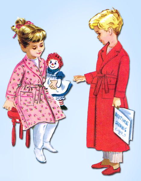 1950s Vintage McCalls Sewing Pattern 5229 Children's Robe Boys Girls Size 6