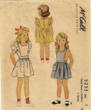 1940s Vintage McCall Sewing Pattern 5233 Baby Girls WWII Pinafore Dress Size 1 - Vintage4me2
