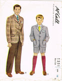 McCall 5251: 1940s Classic WWII Teen Boys Suit Sz 12 Vintage Sewing Pattern
