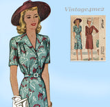 McCall 5292: 1940s Misses WWII Shirtwaist Dress Sz 30 B Vintage Sewing Pattern
