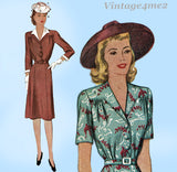 McCall 5292: 1940s Stunning Misses Peplum Dress Sz 30 B Vintage Sewing Pattern
